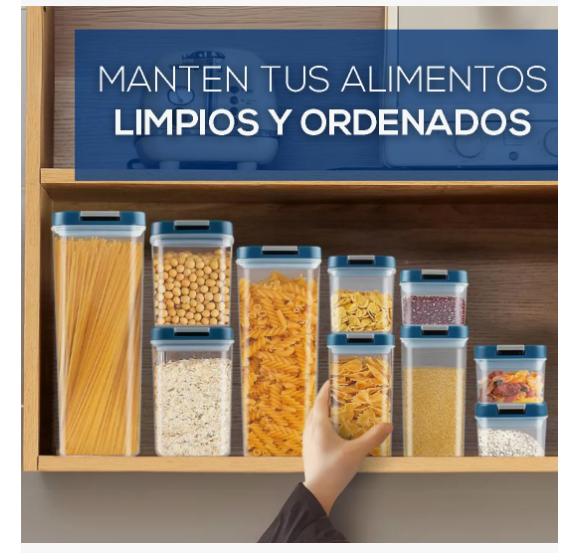 Foto 5 pulgar | Contenedores 8 Recipientes Herméticos Cereales Y Alimentos Color Azul