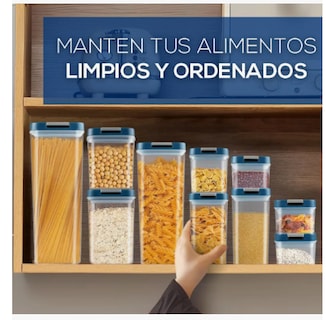 Foto 4 | Contenedores 8 Recipientes Herméticos Cereales Y Alimentos Color Azul