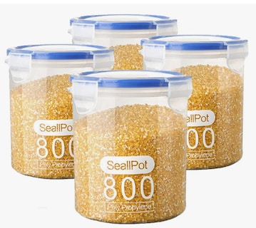 Foto 1 | Juego De 4 Recipientes Herméticos De Plástico Para Cereales