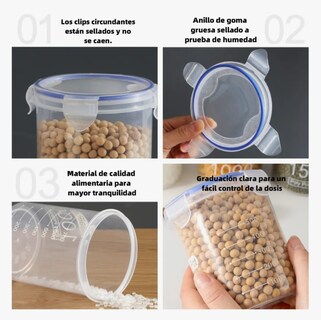 Foto 3 | Juego De 4 Recipientes Herméticos De Plástico Para Cereales