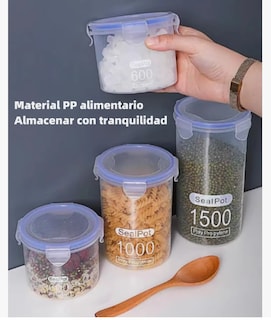 Foto 6 | Juego De 4 Recipientes Herméticos De Plástico Para Cereales