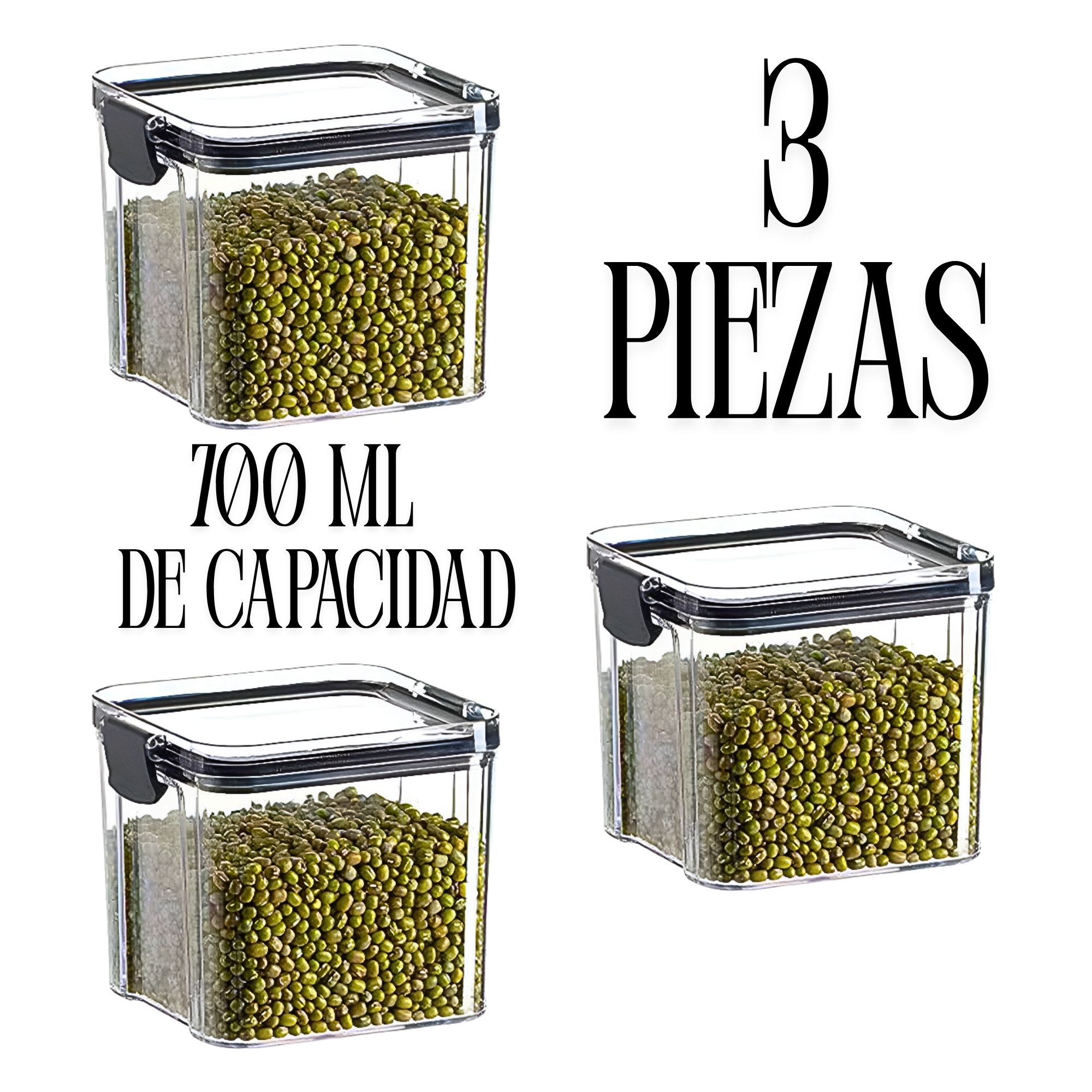 Foto 3 pulgar | 3 Recipientes De Plástico Trasparente Para Condimentos De 700ml