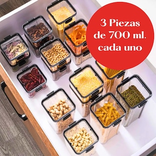 Foto 3 | 3 Recipientes De Plástico Trasparente Para Condimentos De 700ml