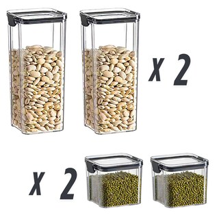 Foto 2 | 4 Tarros De Plástico Trasparente Para Condimentos 2 De 700 Ml Y 2 De 1800 Ml