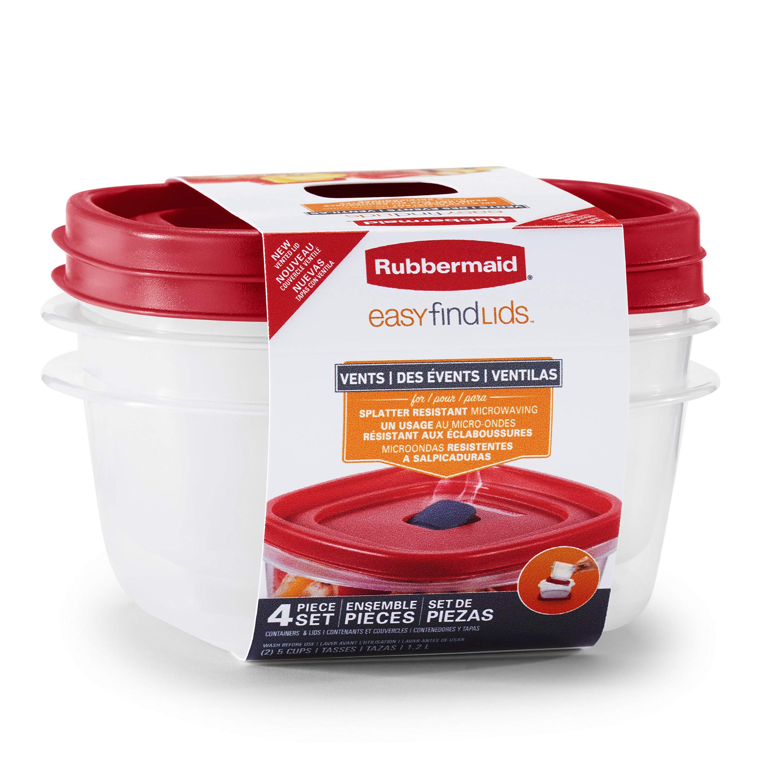 Recipientes Rubbermaid Easy Find Para Almacenamiento De Alimentos, Paquete De 5 Tazas, 2 Unidades - Venta Internacional.