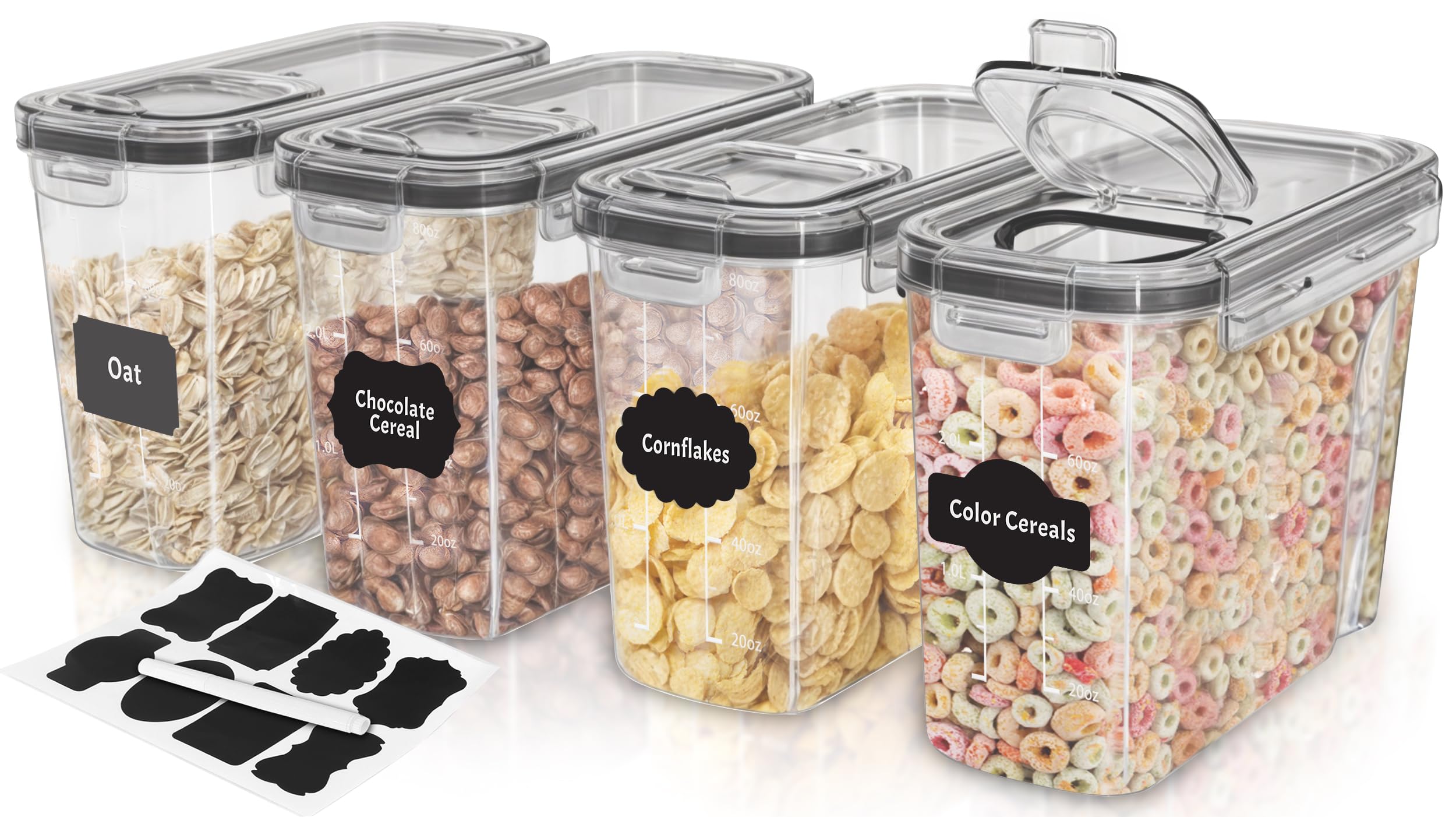 Recipientes Para Cereales Utopia Kitchen, 3 Litros, 4 Unidades, Transparentes - Venta Internacional.