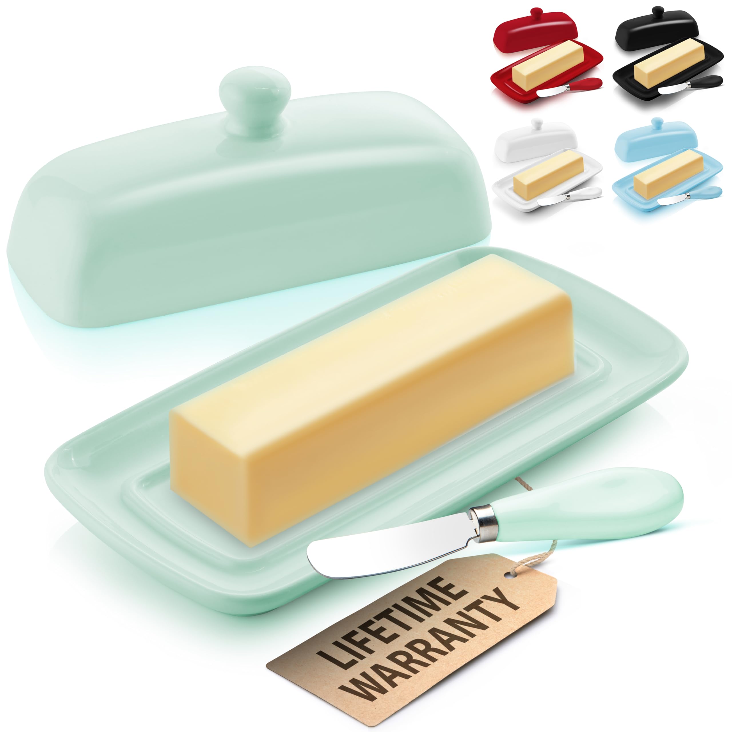 Mantequera Zulay Kitchen De Porcelana Blanca Con Tapa Para Encimera - Venta Internacional.