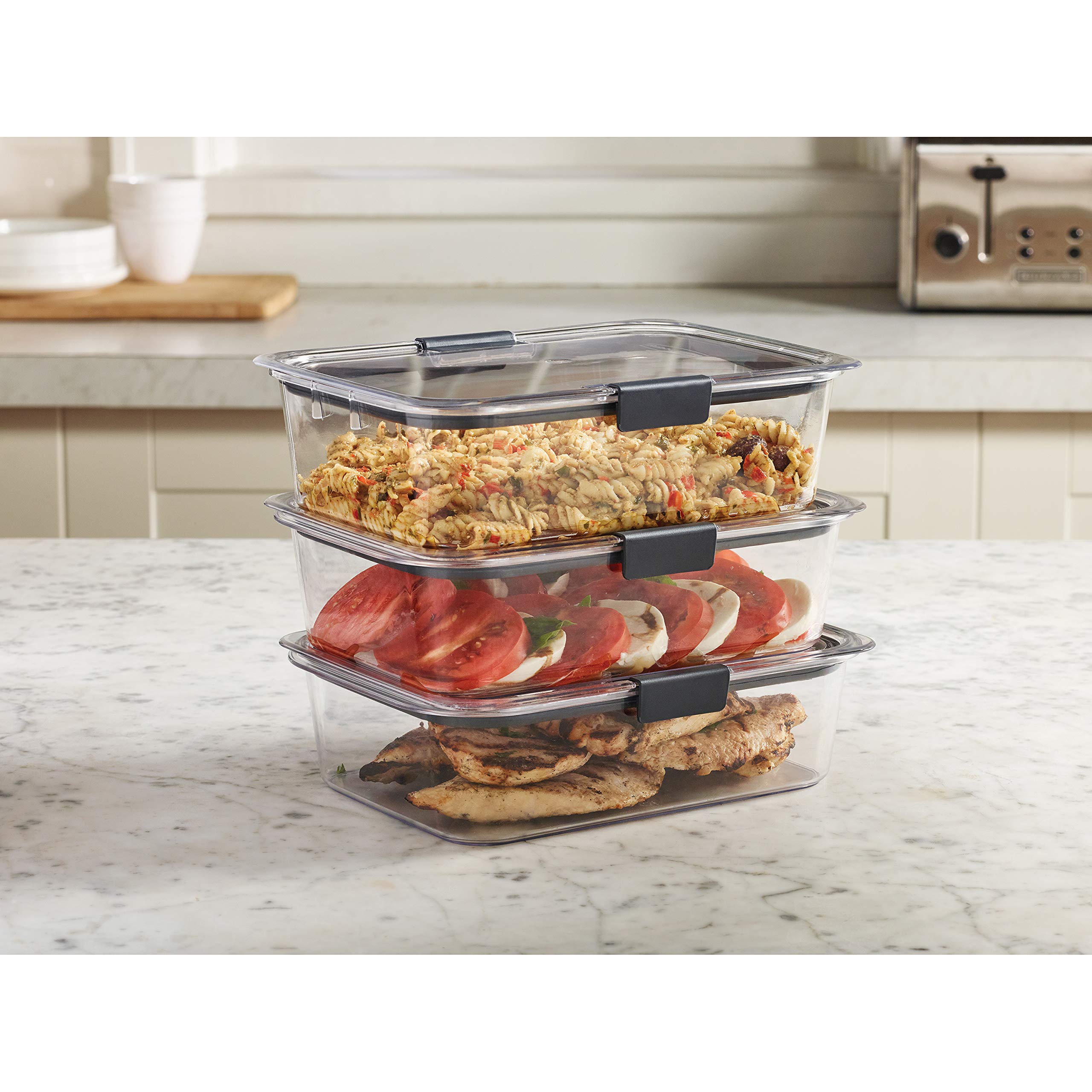 Foto 4 pulgar | Recipiente De Almacenamiento De Alimentos Rubbermaid Brilliance De 9.6 Tazas, Paquete De 3 - Venta Internacional.