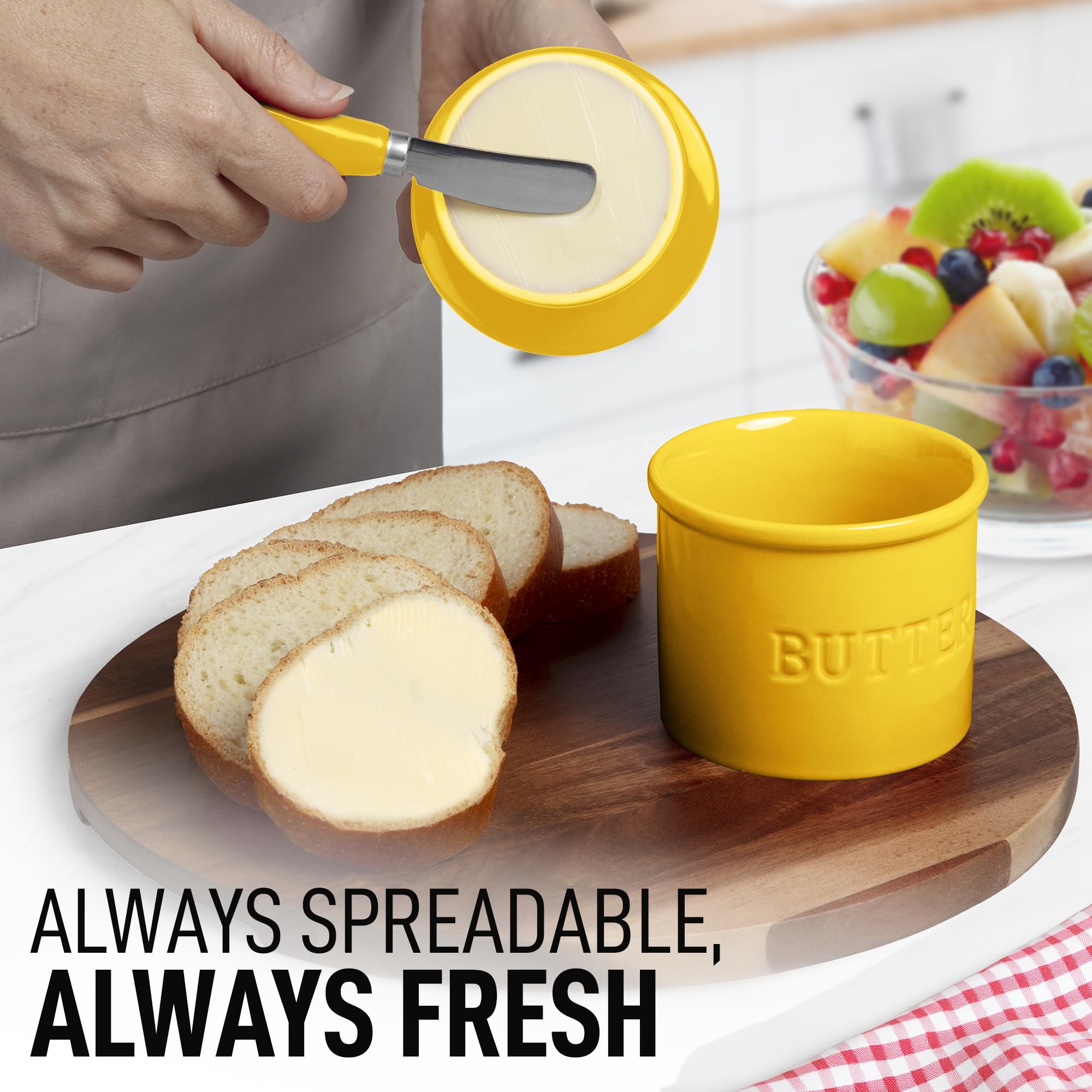 Foto 3 pulgar | Porcelana De Cocina Butter Crock Zulay Con Tapa Y Cuchillo, Color Amarillo - Venta Internacional.