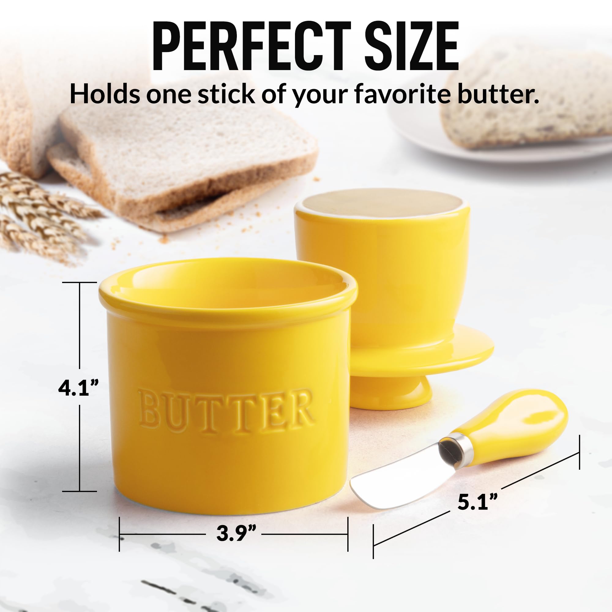 Foto 6 pulgar | Porcelana De Cocina Butter Crock Zulay Con Tapa Y Cuchillo, Color Amarillo - Venta Internacional.