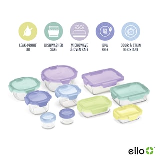 Foto 3 | Set De Almacenamiento De Alimentos Ello Color Lock, 20 Piezas De Vidrio Con Tapas De Plástico - Venta Internacional.
