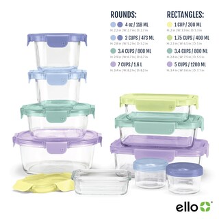 Foto 5 | Set De Almacenamiento De Alimentos Ello Color Lock, 20 Piezas De Vidrio Con Tapas De Plástico - Venta Internacional.