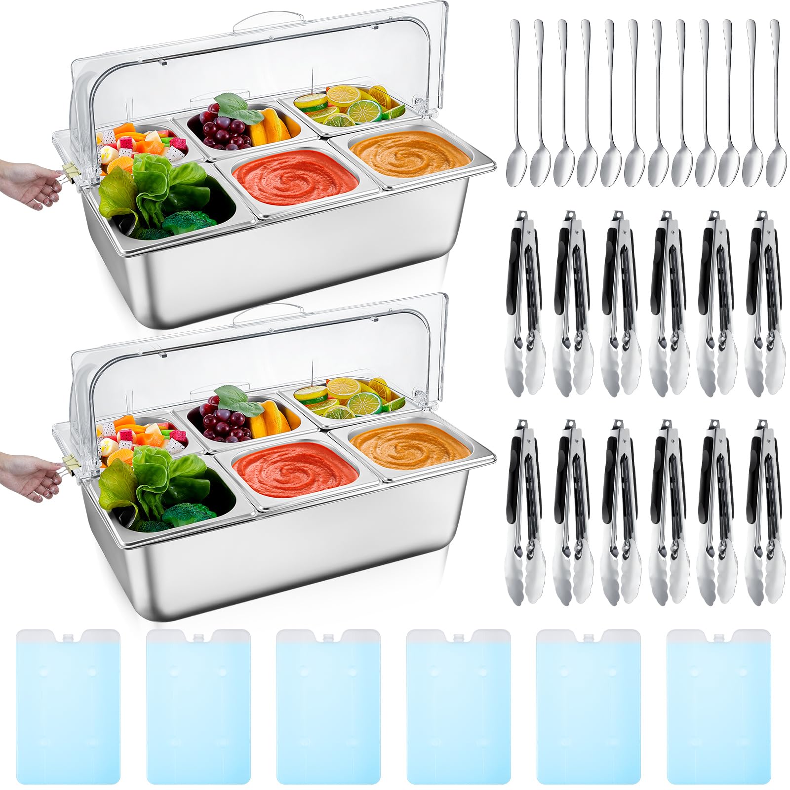 Foto 1 | Dispensador De Condimentos Tessco De Acero Inoxidable Con Tapa, 6 Compartimentos - Venta Internacional.