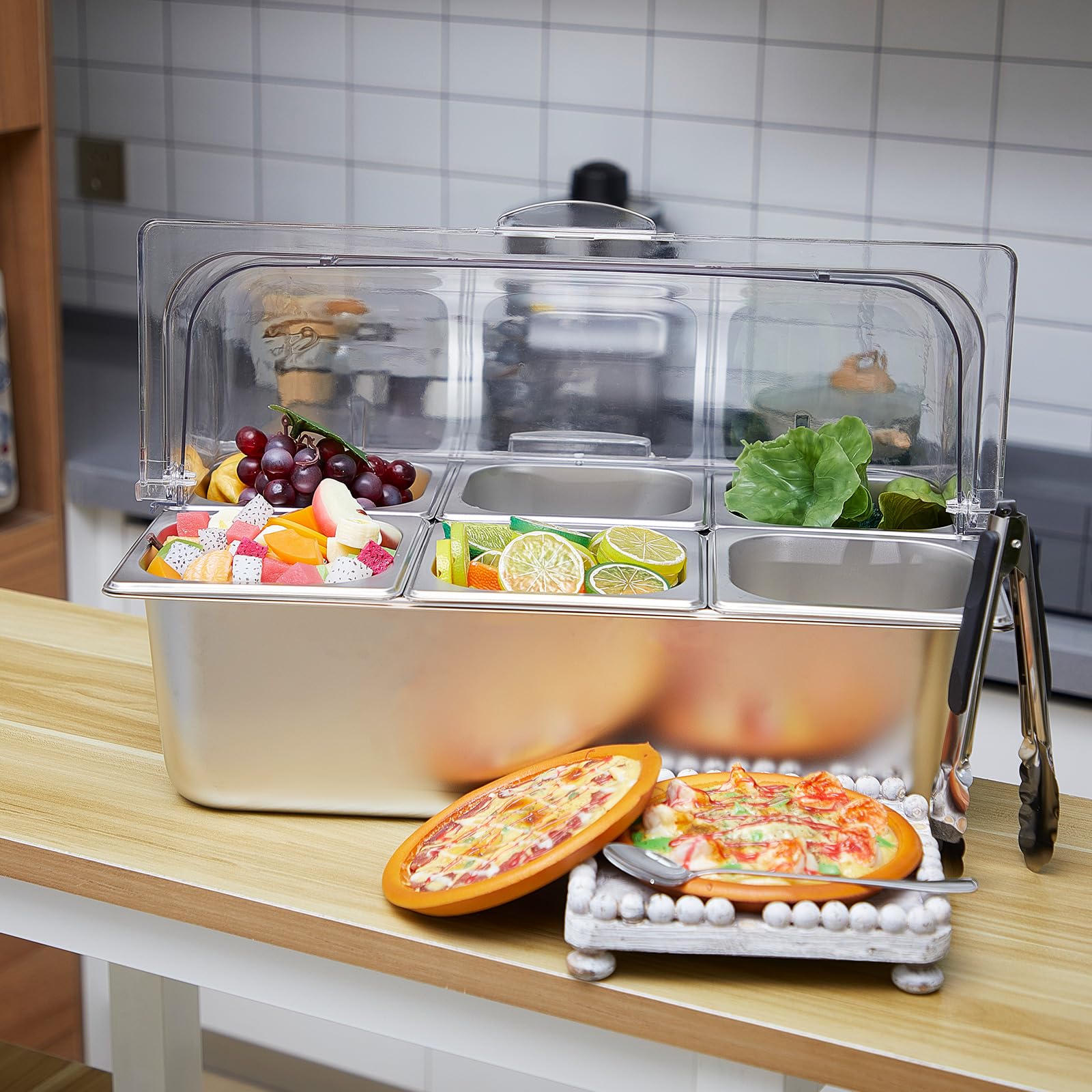 Foto 7 | Dispensador De Condimentos Tessco De Acero Inoxidable Con Tapa, 6 Compartimentos - Venta Internacional.