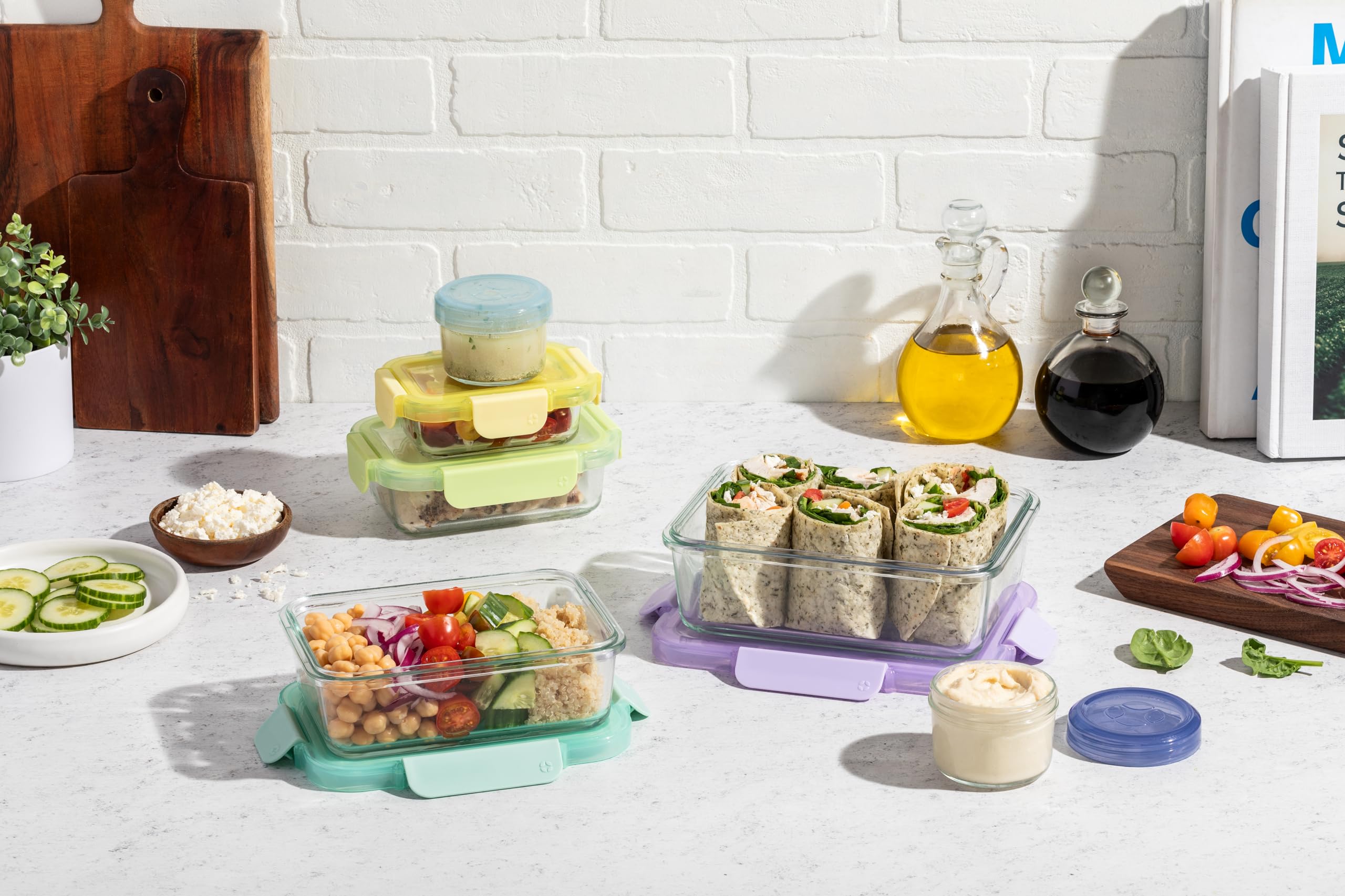 Foto 2 | Set De Almacenamiento De Alimentos De Vidrio Ello Color Lock De 12 Piezas Con Tapas De Plástico - Venta Internacional.