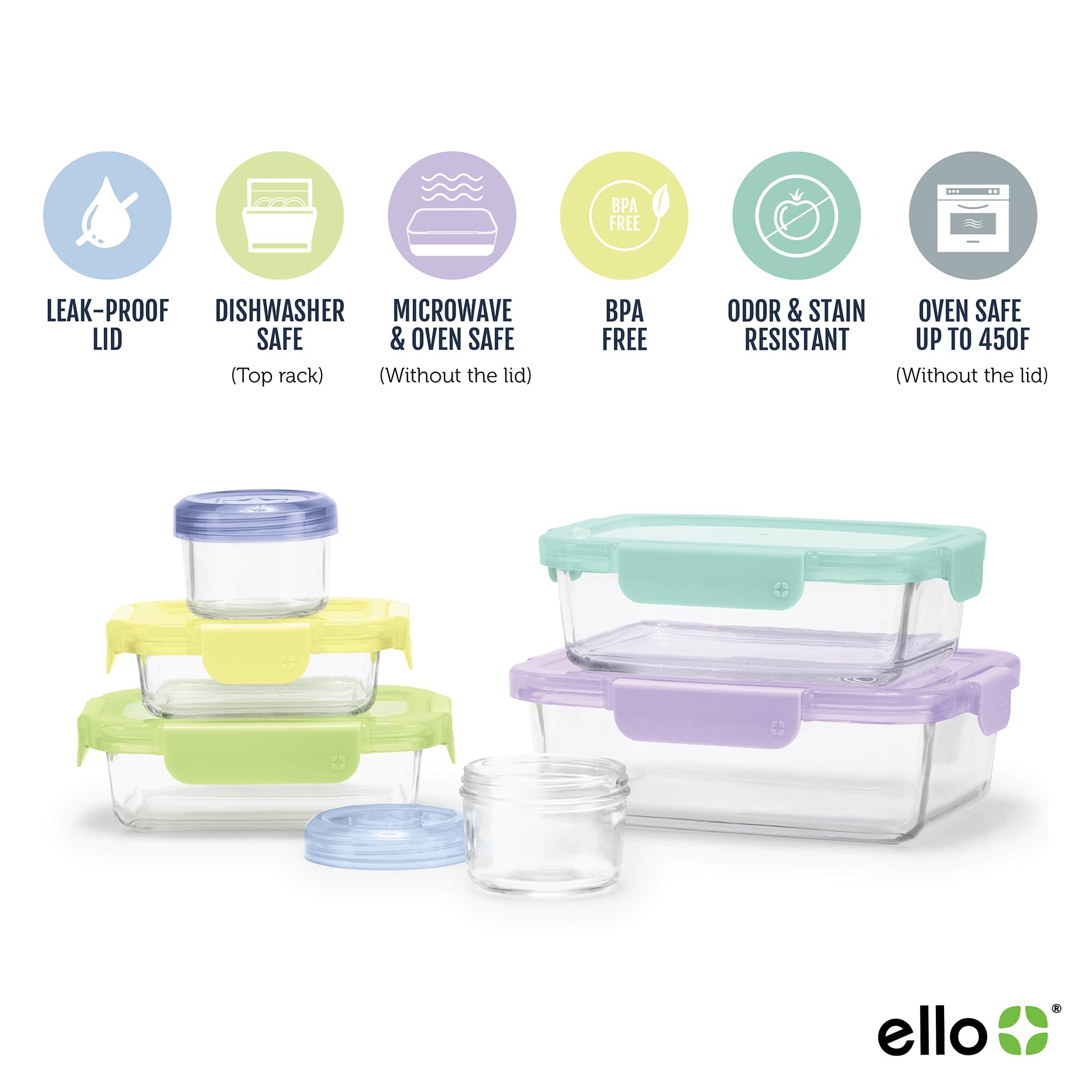 Foto 4 pulgar | Set De Almacenamiento De Alimentos De Vidrio Ello Color Lock De 12 Piezas Con Tapas De Plástico - Venta Internacional.