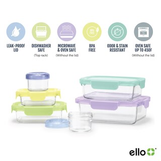 Foto 3 | Set De Almacenamiento De Alimentos De Vidrio Ello Color Lock De 12 Piezas Con Tapas De Plástico - Venta Internacional.