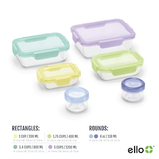Foto 4 | Set De Almacenamiento De Alimentos De Vidrio Ello Color Lock De 12 Piezas Con Tapas De Plástico - Venta Internacional.