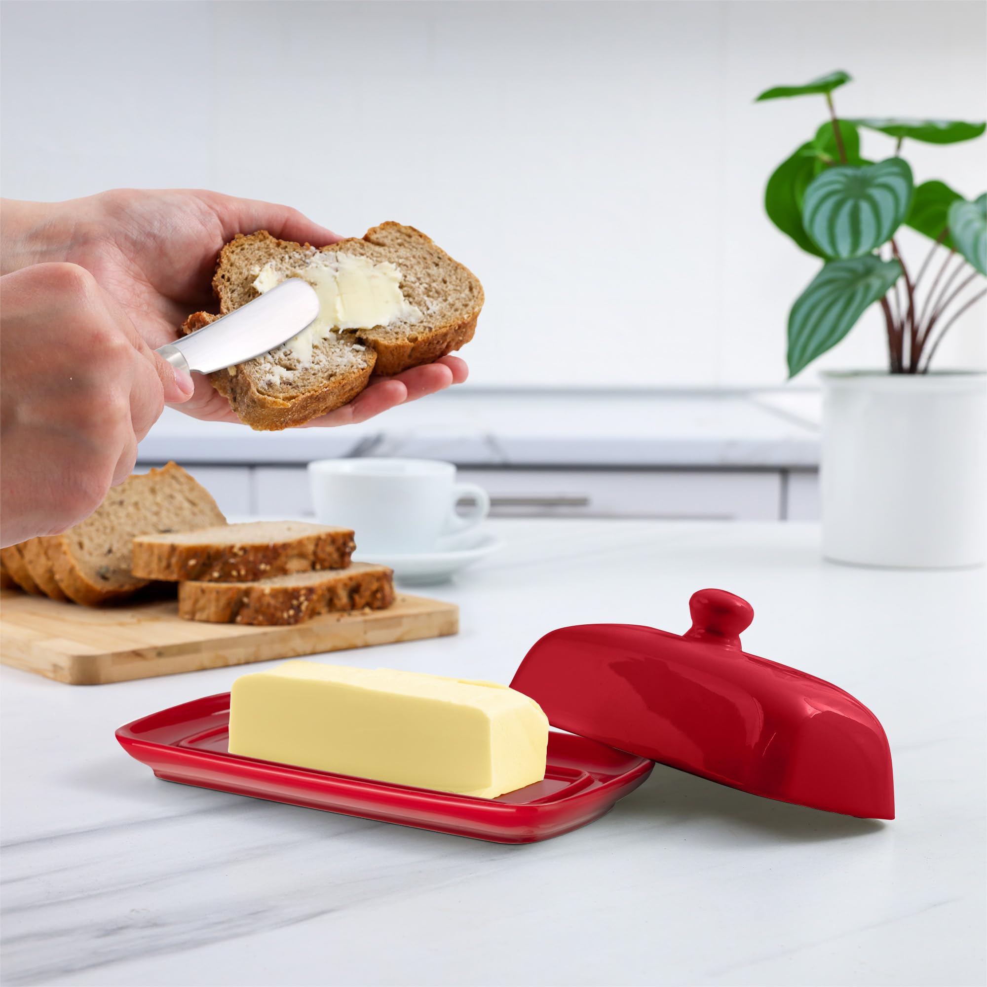 Foto 4 pulgar | Mantequera Zulay De Porcelana Blanca Con Tapa Duradera Y Resistente - Venta Internacional.
