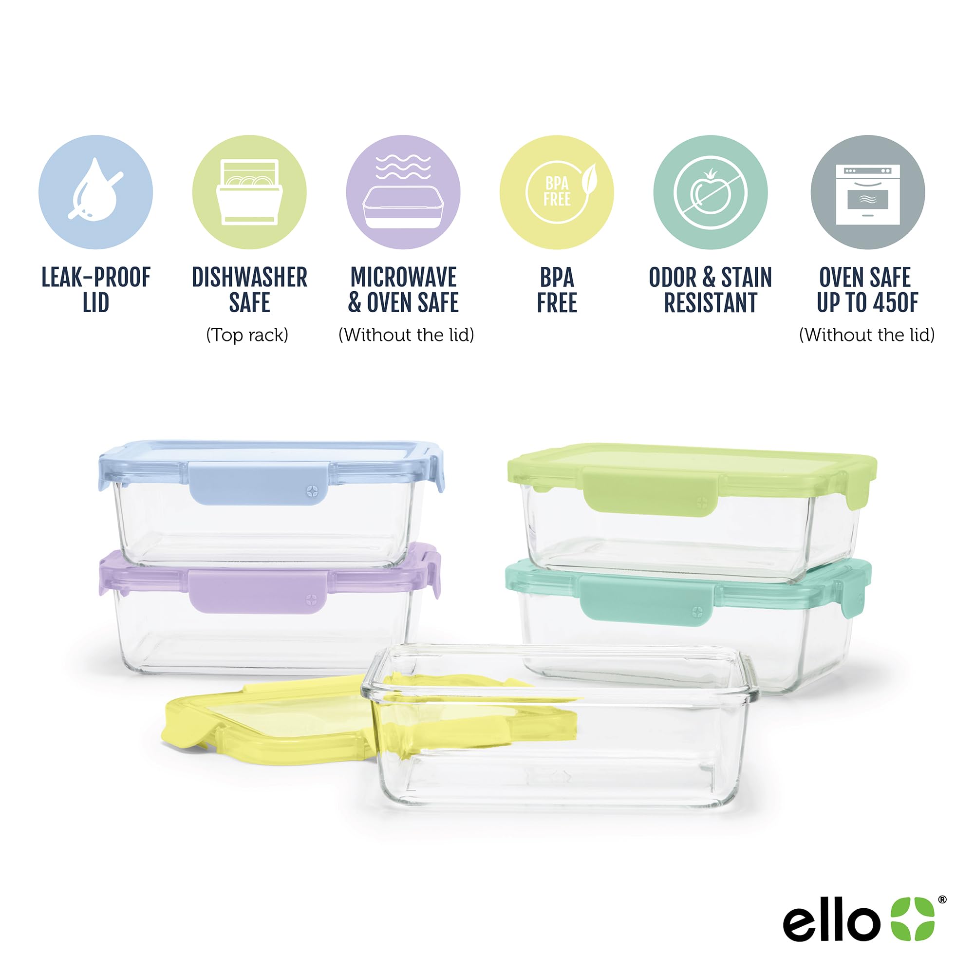 Foto 4 pulgar | Set De Vidrio Para Preparar Comidas Ello Color Lock, 5 Tazas, 10 Unidades, Purple Rain - Venta Internacional.