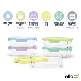 Foto 3 | Set De Vidrio Para Preparar Comidas Ello Color Lock, 5 Tazas, 10 Unidades, Purple Rain - Venta Internacional.