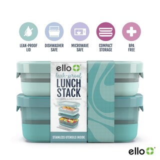 Foto 2 | Recipiente De Almacenamiento De Alimentos Ello Lunch Stack, Paquete De 2 Unidades, Sin Bpa - Venta Internacional.
