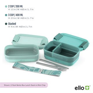 Foto 3 | Recipiente De Almacenamiento De Alimentos Ello Lunch Stack, Paquete De 2 Unidades, Sin Bpa - Venta Internacional.
