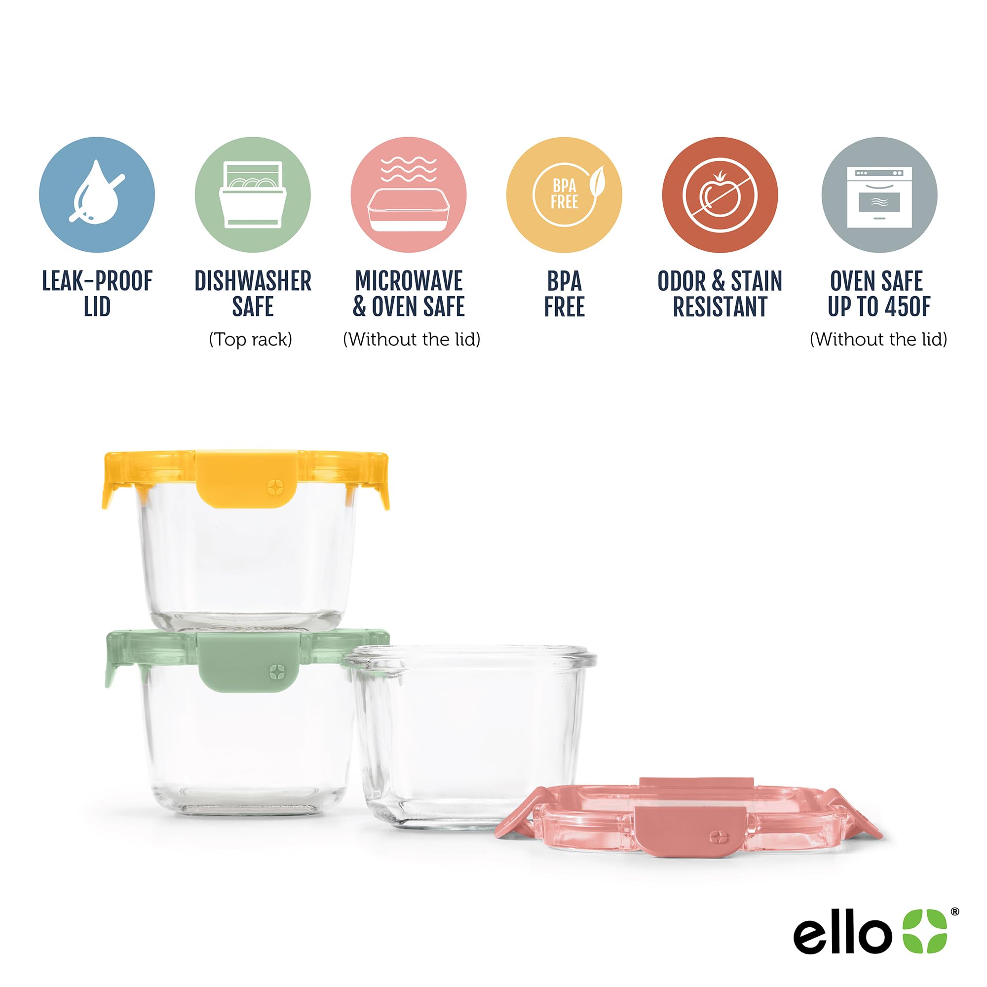 Foto 4 pulgar | Set De Vidrio Para Preparar Comidas Ello Color Lock, 2 Tazas, 6 Unidades, Paquete De 3 - Venta Internacional.