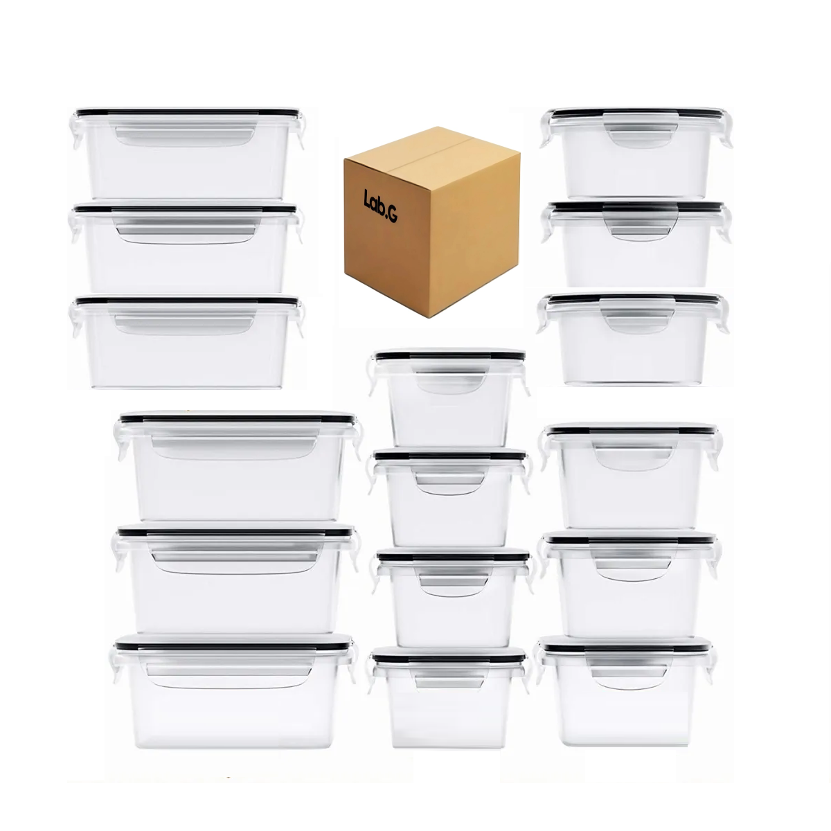 Juego De Contenedor De Almacenamiento Sellado Profesional,16 Pzs Lab.g Transparente