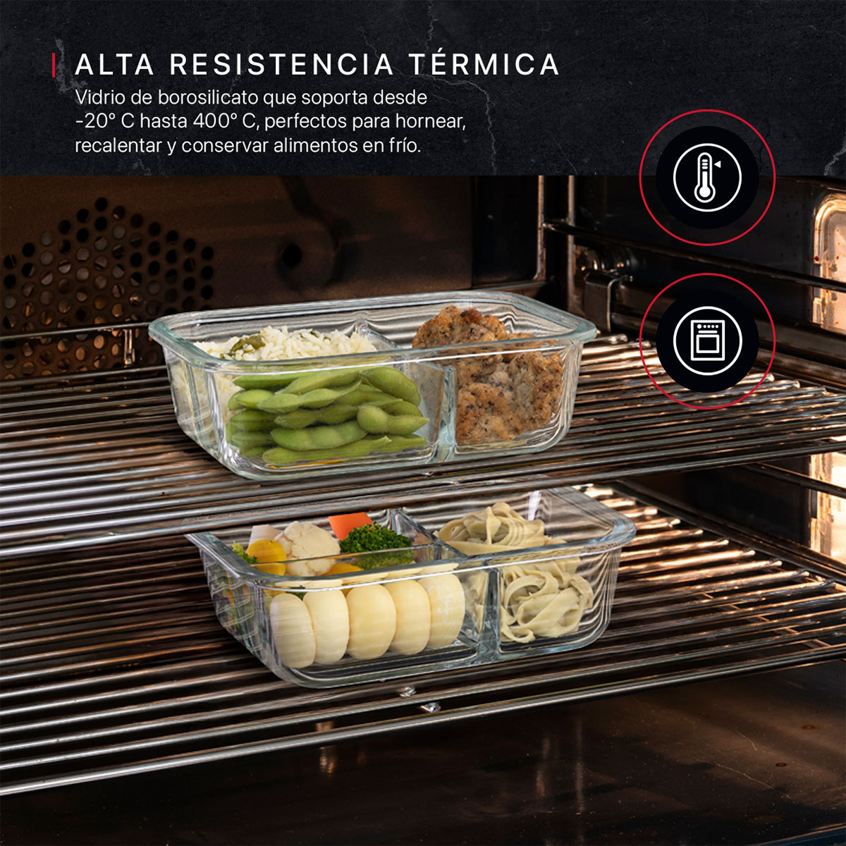 Foto 4 | Set De 3 Contenedores De Vidrio Con Tapa Cookify Con Divisiones  Herméticos