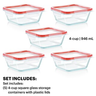 Foto 2 | Set De Recipientes Pyrex Freshlock Para Almacenamiento De Alimentos 4 Tazas (paquete De 5) - Venta Internacional.