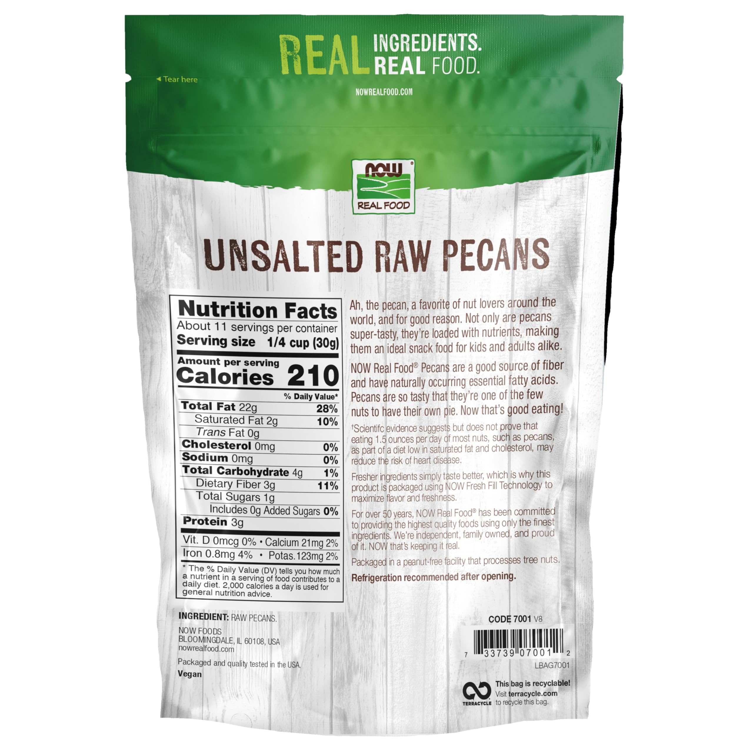 Foto 3 pulgar | Pecans Now Foods Raw 340 Ml - Venta Internacional.