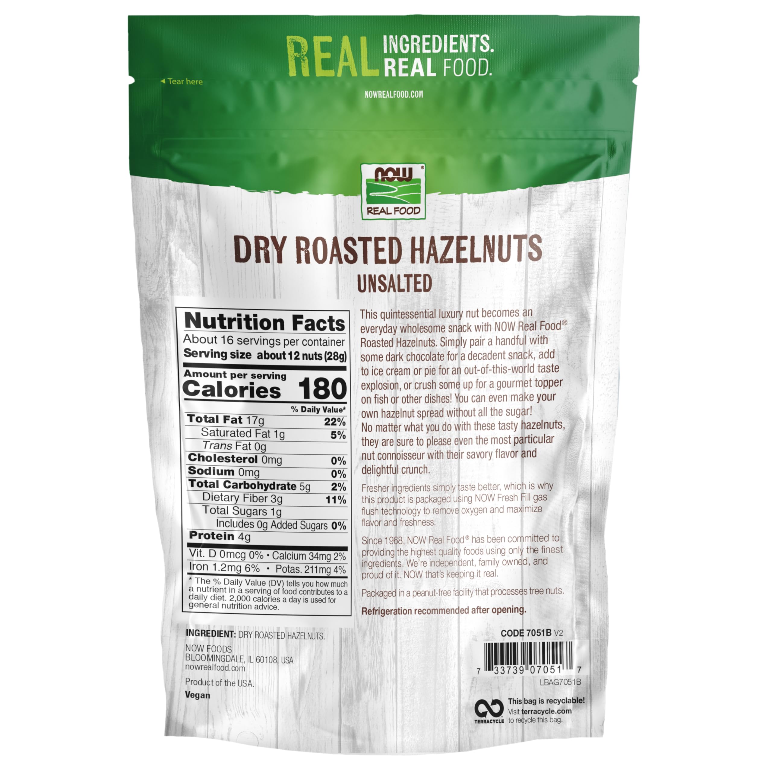 Foto 2 | Hazelnuts Now Foods  Tostadas En Seco Y Sin Sal  473 Ml - Venta Internacional.