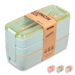 Foto 1 | Magmalife Lonchera Bento Box Con 3 Compartimentos 900ml A Prueba De Fugas Microondas Con Cuchara Y Tenedor (verde)