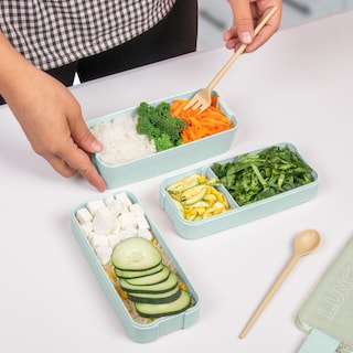 Foto 3 | Magmalife Lonchera Bento Box Con 3 Compartimentos 900ml A Prueba De Fugas Microondas Con Cuchara Y Tenedor (verde)