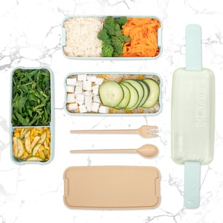 Foto 5 | Magmalife Lonchera Bento Box Con 3 Compartimentos 900ml A Prueba De Fugas Microondas Con Cuchara Y Tenedor (verde)