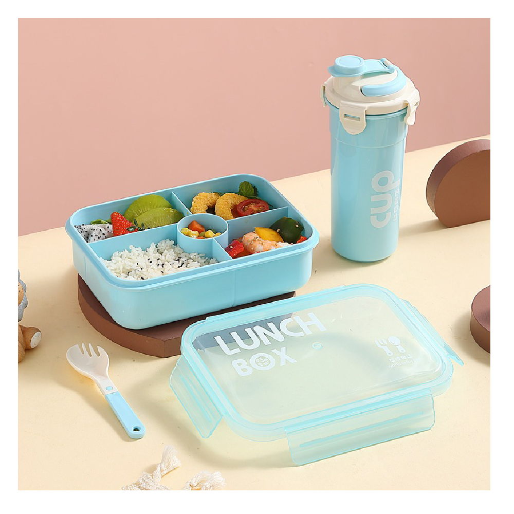 Foto 3 pulgar | Lunch Box Con Divisiones Vaso Antiderrames Cubierto Aleissi 701430 Azul