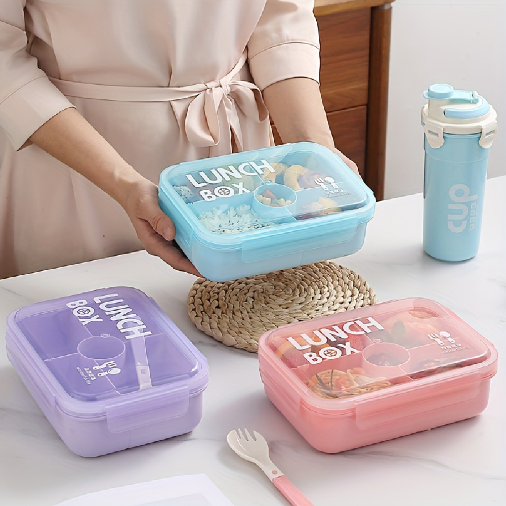 Foto 4 pulgar | Lunch Box Con Divisiones Vaso Antiderrames Cubierto Aleissi 701430 Azul