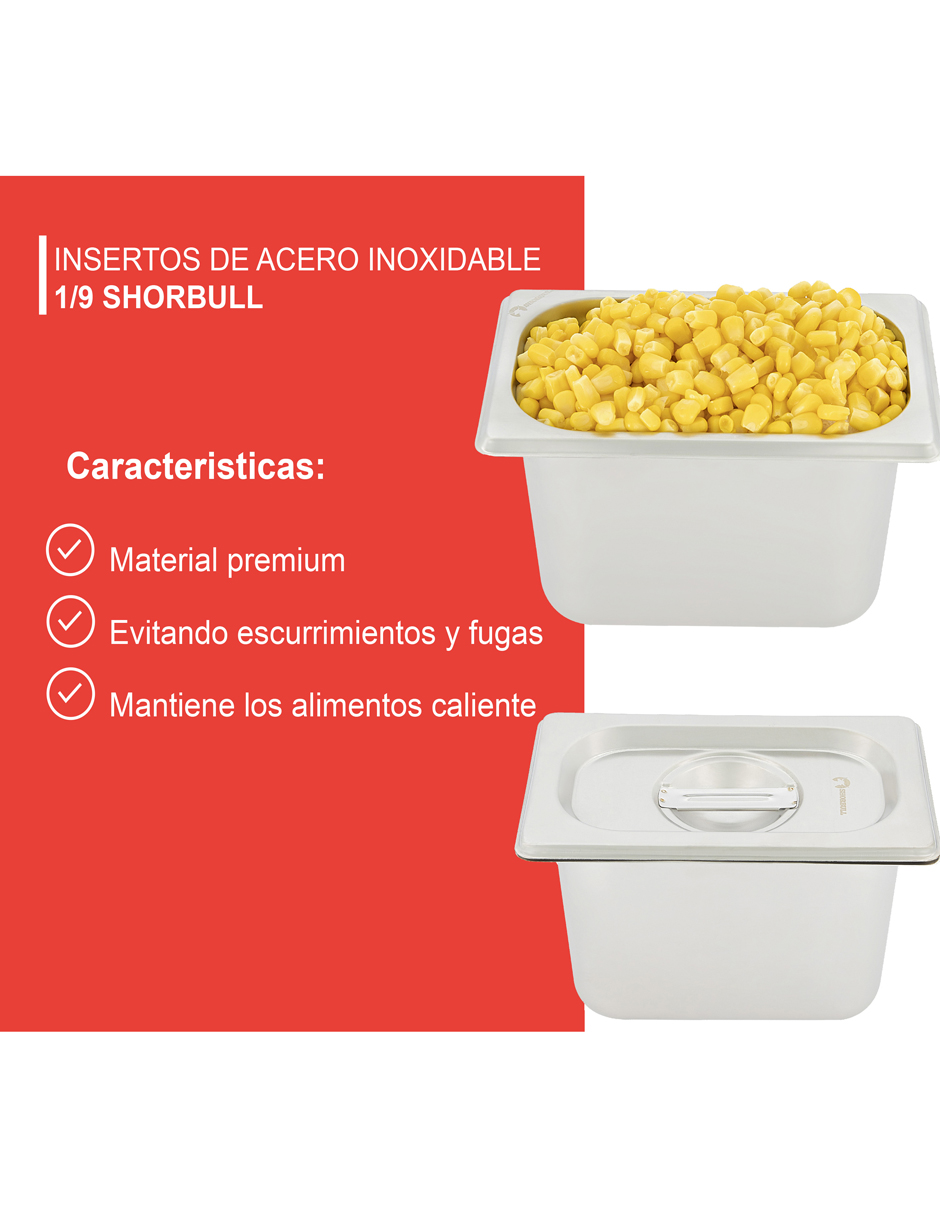 Foto 8 pulgar | Inserto Shorbull Acero Inoxidable 1/9 Con Tapa 15cm