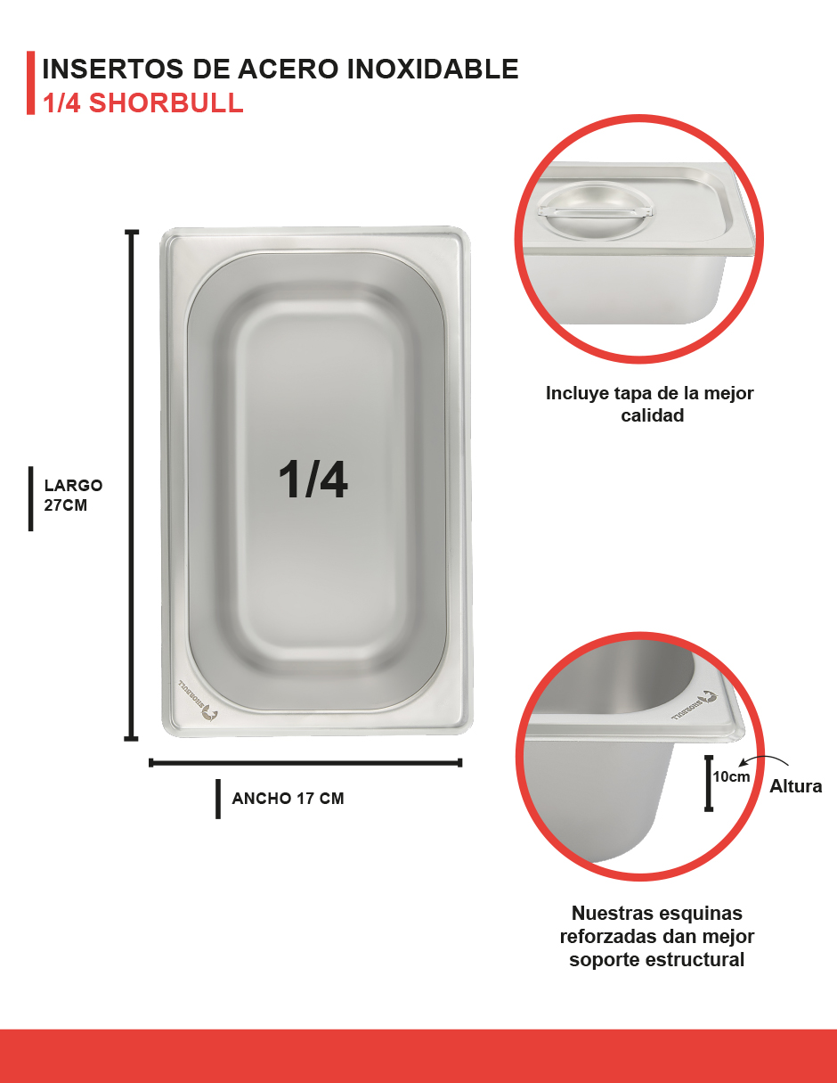 Foto 8 | Inserto Shorbull Acero Inoxidable 1/4 Con Tapa 10cm