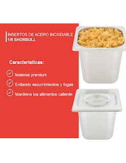 Foto 4 | Inserto Shorbull Acero Inoxidable 1/6 Con Tapa 10cm