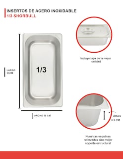 Foto 7 | Inserto Shorbull Acero Inoxidable 1/3 Con Tapa 6.5cm