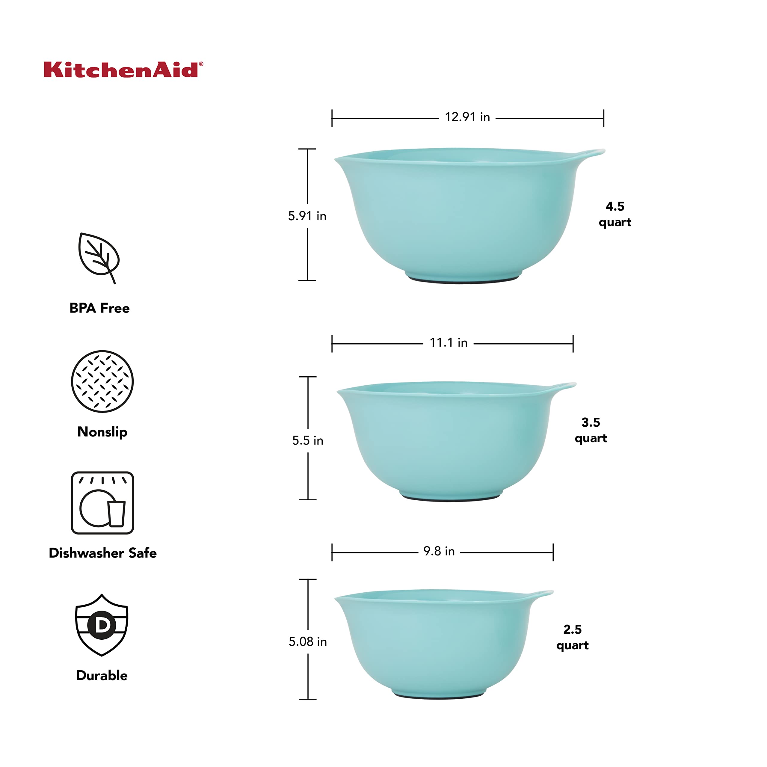 Foto 4 pulgar | Juego De 3 Tazones De Plástico Para Mezclar Kitchenaid  Universales  Anidados - Venta Internacional.