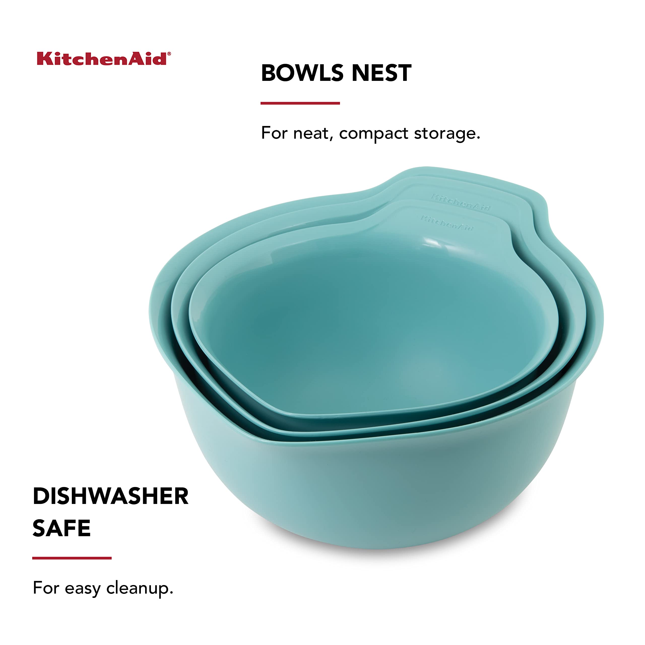 Foto 4 | Juego De 3 Tazones De Plástico Para Mezclar Kitchenaid  Universales  Anidados - Venta Internacional.