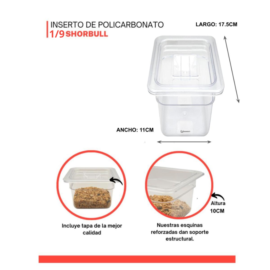 Foto 5 pulgar | Inserto Shorbull Policarbonato 1/9 con Tapa 10 cm