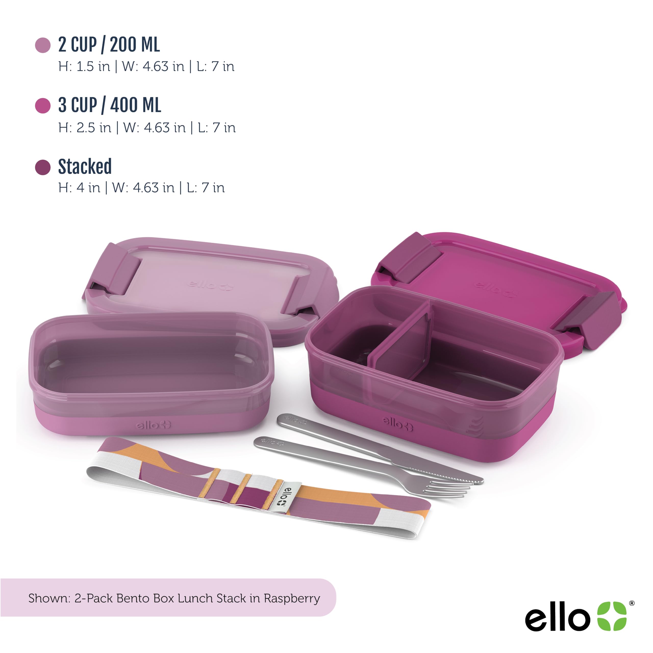 Foto 4 pulgar | Recipiente De Almacenamiento De Alimentos Ello Lunch Stack  Paquete De 2 Unidades  Sin Bpa - Venta Internacional.