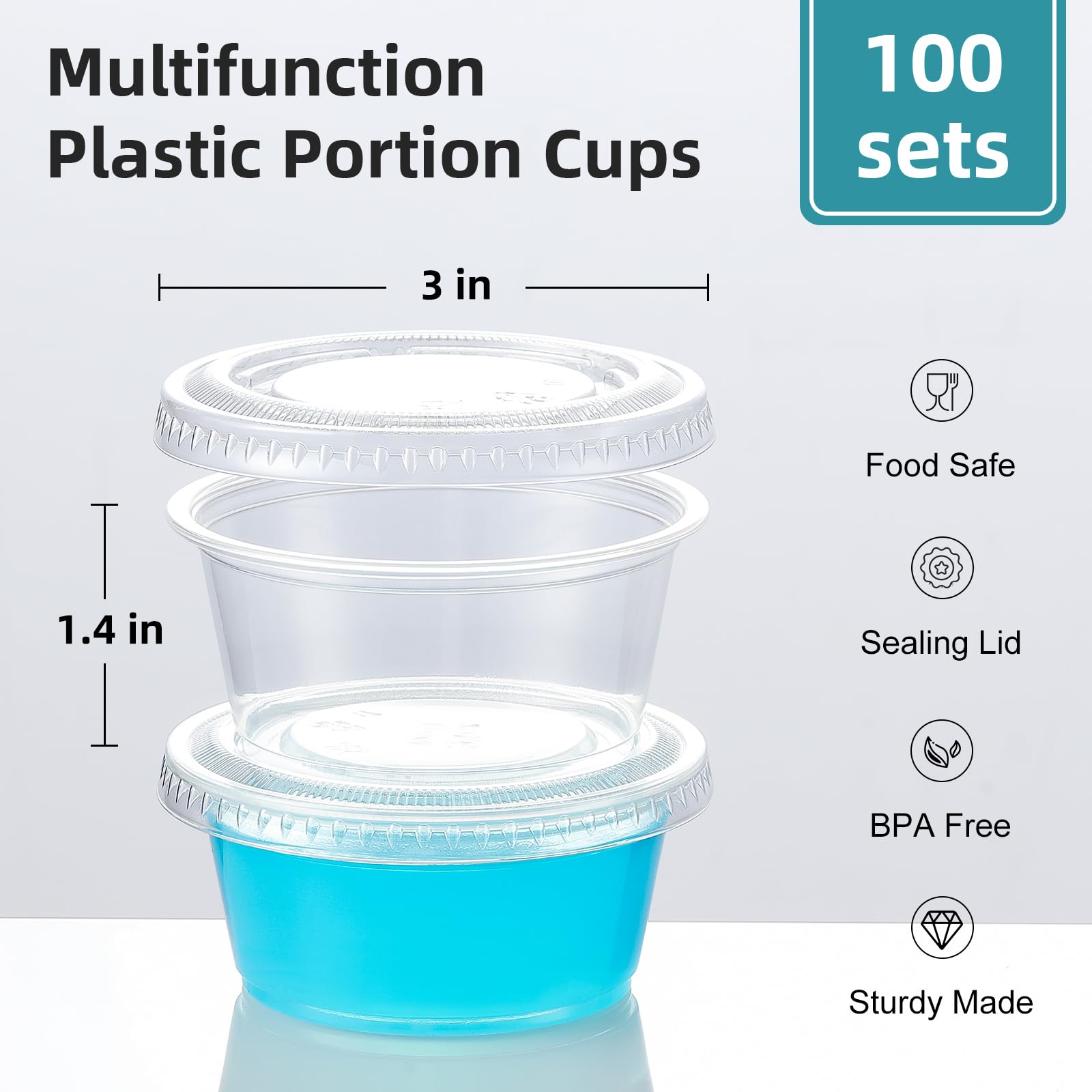 Foto 3 pulgar | Vasos Aozita Para Porciones  100 Juegos  100 Ml  Con Tapas De Plástico Transparente - Venta Internacional.