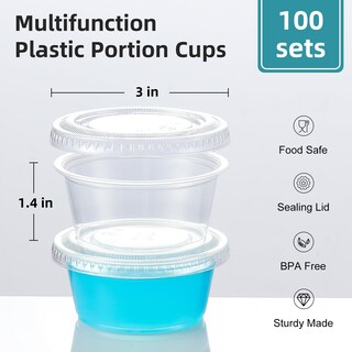 Foto 2 | Vasos Aozita Para Porciones 100 Juegos 100 Ml Con Tapas De Plástico Transparente - Venta Internacional.