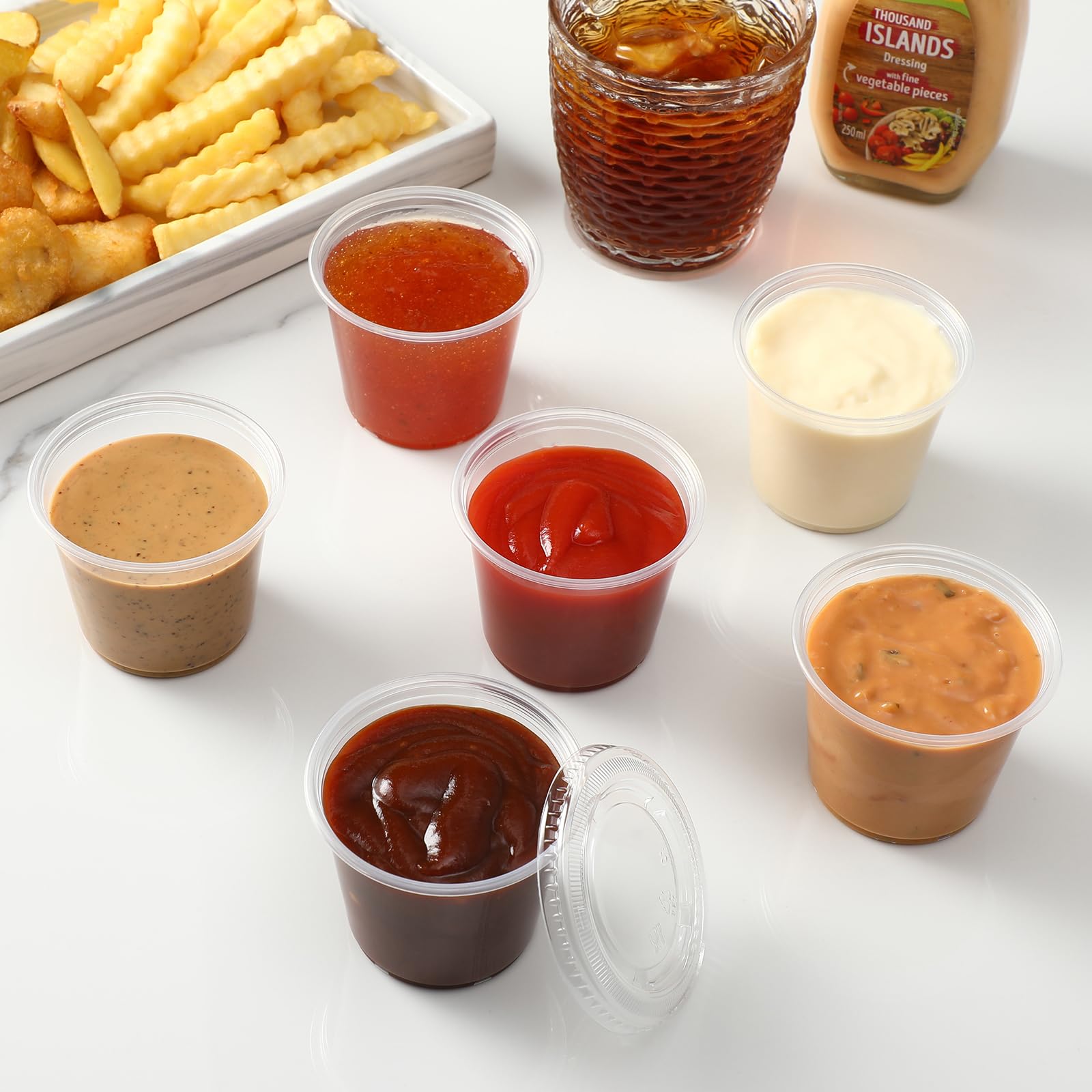 Foto 5 pulgar | Vasos Aozita Para Porciones  100 Juegos  160 Ml  Con Tapas De Plástico Transparente - Venta Internacional.