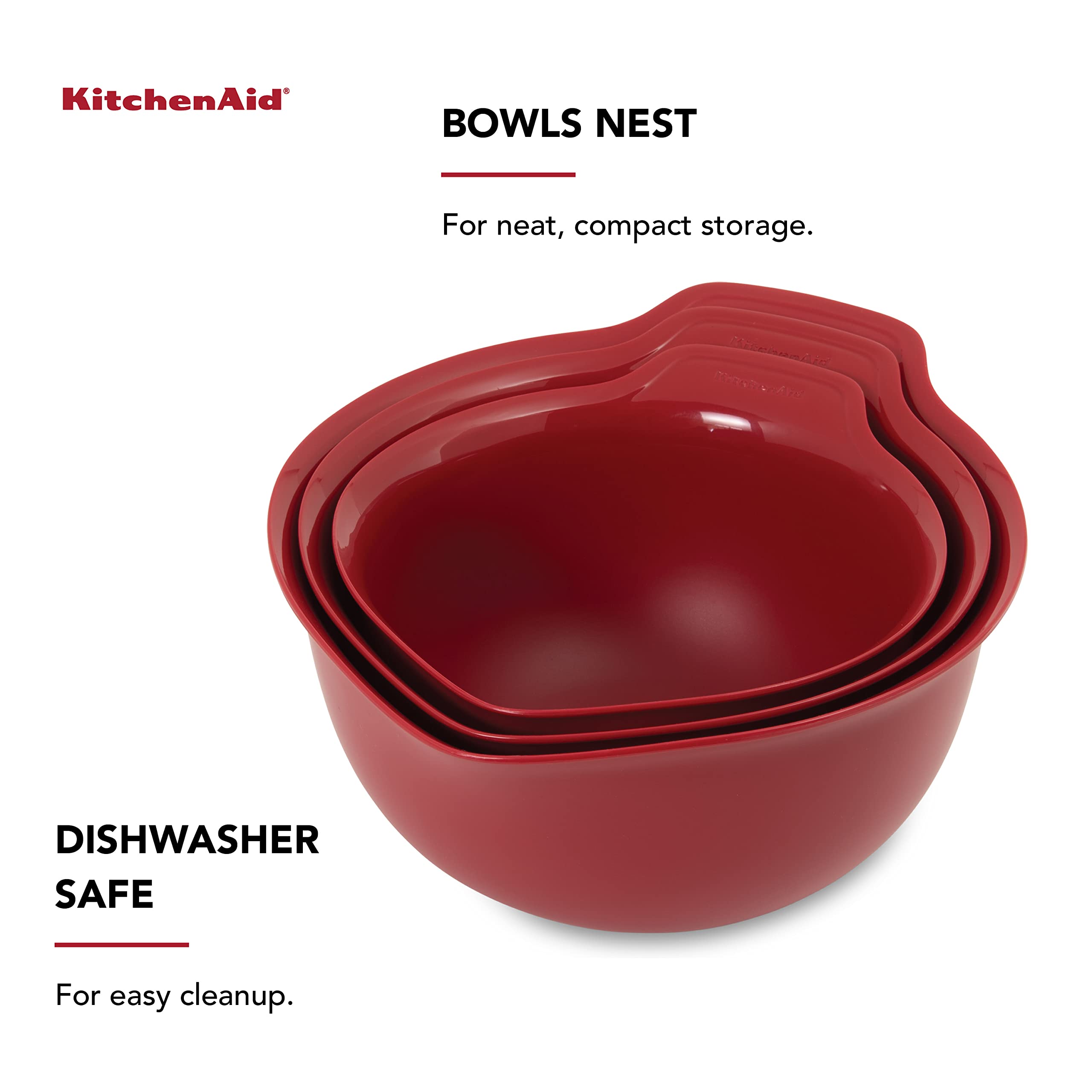 Foto 4 | Juego De 3 Tazones De Plástico Para Mezclar Kitchenaid  Universales  Anidados - Venta Internacional.